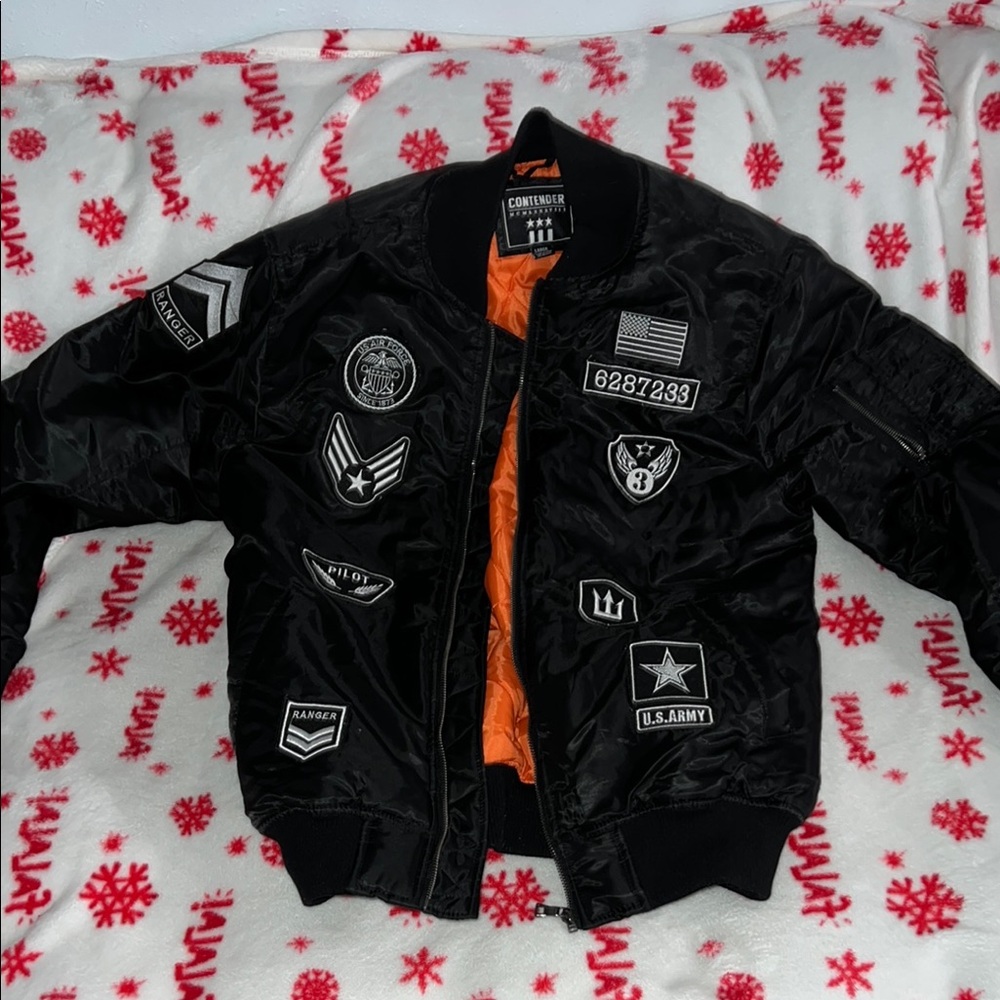 Alpha Industries Black Bomber Jacket with Patches